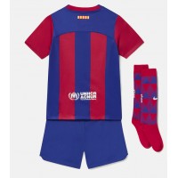 Koszulka piłkarska Barcelona Strój Domowy dla dzieci 2023-24 tanio Krótki Rękaw (+ Krótkie spodenki)
